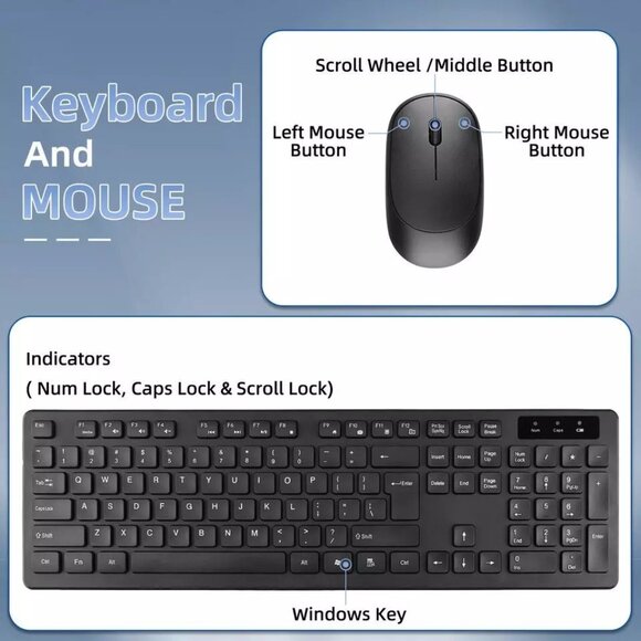 2.4GHz USB Wireless Keyboard and Mouse Set Ergonomic/Mouse PC/MAC NIB - Picture 3 of 5
